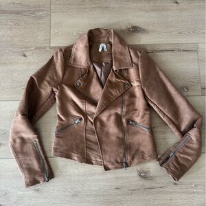 Mudd Tan faux suede Jacket with Zipper Accents